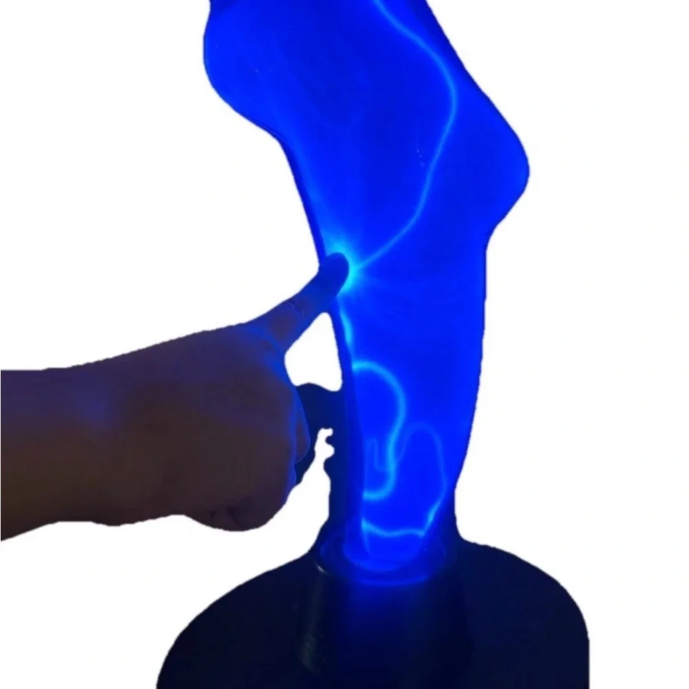 VTG LumiSource Electra Neon Blue Glass Dolphin Motion Plasma Lamp 15” w/ Box